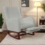 Fauteuil � bascule avec repose - pieds fauteuil rembourr� chaise � bascule rocking chair pieds en bois ...