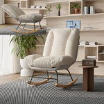 Fauteuil � bascule rocking chair fauteuil allaitement avec coussin �pais et dossier � inclinaison r�glable ...
