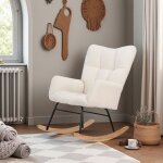 Fauteuil � bascule - rocking chair - bois massif et cadre en m�tal - style scandinave - salon - chambre ...