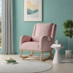 Fauteuil  bascule rocking chair chaise  bascule moderne en tissu teddy avec sige rembourr de mousse ...