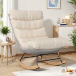 Fauteuil � bascule - tanant - beige - dossier haut - design minimaliste - 83x72x93 cm