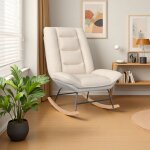 Fauteuil � bascule - rocking chair - dossier r�glable - scandinave - relax - salon - chambre - tissu ...