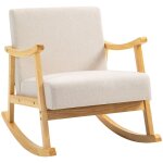 Fauteuil  bascule rocking chair - homcom - assise rembourre pieds en bois style moderne - dim. 66l ...