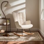 Fauteuil  bascule rocking chair fauteuil  oreilles rembourr chaise relaxante pieds en bois style modern ...