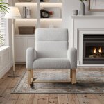 Fauteuil à bascule - rocking chair avec rangement de 2 poche - pieds en bois massif - peluche - couleur ... Fauteuil à bascule - rocking chair avec rangement de 2 poche - pieds en bois massif - peluche - couleur ...