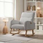 Fauteuil � bascule - rocking chair avec rangement de poche - pieds en bois massif - style scandinave ...