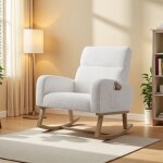 Fauteuil � bascule - rocking chair avec rangement de poche - pieds en bois massif - style scandinave ...