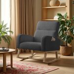 Fauteuil � bascule - rocking chair avec rangement de poche - pieds en bois massif - style scandinave ...