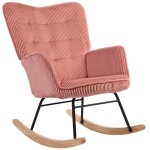 Fauteuil  bascule - rose - 71x98x101 cm - acier et velours - relaxation - 1 place