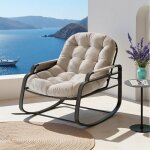 Fauteuil � bascule en rotin rembourr�e rocking chair confortable grande chaise bascules pour chambre ...