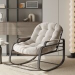 Fauteuil � bascule en rotinconfortable moderne grande chaise basculesrembourr�e rocking chairpour salon ...