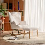 Fauteuil  bascule scandinave rocking chair avec repose - pieds et poches sur le ct fauteuil chaise ...