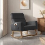 Fauteuil  bascule en sherpa rocking chair pieds en bois chaise a bascule allaitement style scandinave ...