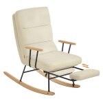 Fauteuil  bascule - songmics home - marron camel - dossier rglable - repose - pieds rtractable