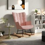 Fauteuil � bascule - nmonet - velours rose - design moderne - 68x75x92 cm - 1 place