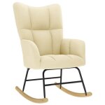 Fauteuil � bascule en tissu - vidaxl - cr�me - polyester - 61x78x95 cm - cadre en bois et m�tal - rembourrage ...