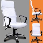 Fauteuil de bureau blanc chaise de bureau sige ordinateur ergonomique rembourr dossier hauteur ajustable ...