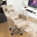 Fauteuil de bureau fauteuil simili cuir inclinable avec appui lombaire - ergonomique pivotant pour ordinateur ...
