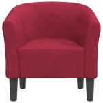 Fauteuil cabriolet - chaise salon rouge bordeaux velours(17113) zlh