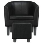 Fauteuil cabriolet - cloud - avec repose - pied - noir similicuir f211