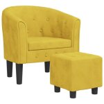 Fauteuil cabriolet avec repose - pied - jill - jaune - velours - 70x56x68 cm - repose - pied 31x31x32 ...