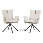 Fauteuil - camilla - lot de 2 - rembourré - pivotant 360° - velours côtelé beige Fauteuil - camilla - lot de 2 - rembourré - pivotant 360° - velours côtelé beige