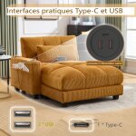 Fauteuil canap� avec coussins roulants 2 porte - gobelets et fonction chargeur pour salon et une chambre ...