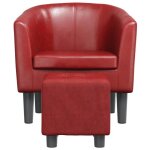 Fauteuil - chaise salon - avec repose - pied rouge bordeaux similicuir(32243) zlh