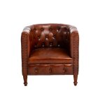 Fauteuil chesterfield en cuir marron esteban Fauteuil chesterfield en cuir marron esteban