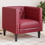 Fauteuil chesterfield similicuir - vidaxl - rouge bordeaux - 71x74. 5x70. 5 cm - similicuir - boutons ...