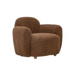 Fauteuil club en tissu bouclette marron calya