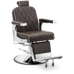 Fauteuil de coiffeur avec repose - pieds 71 cm 150 kg marron acier inoxydable aluminium pvc mousse synth�tique ...