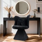Fauteuil coiffeuse noir 52x52x78cm dossier papillon pivotant tabouret maquillage id�al salon bureau espace ...