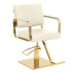 Fauteuil de coiffure - helloshop26 - cr�me dor� - r�glable 50 - 66 cm - pivotant 360� - charge 200 kg ...