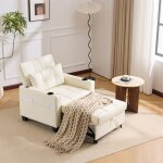 Fauteuil convertible 1 place chauffeuse 1 place adulte canapé beige 3 en 1 avec porte - gobelet et usb ... Fauteuil convertible 1 place chauffeuse 1 place adulte canapé beige 3 en 1 avec porte - gobelet et usb ...