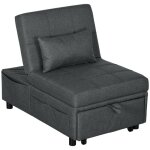 Fauteuil convertible 1 place - homcom - dossier rglable sige rembourr et oreiller - pour salon chambre ...