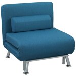 Fauteuil convertible - homcom - 3 en 1 - chauffeuse lit 1 place - coussin - 75l x 70l x 75h cm - bleu ... Fauteuil convertible - homcom - 3 en 1 - chauffeuse lit 1 place - coussin - 75l x 70l x 75h cm - bleu ...