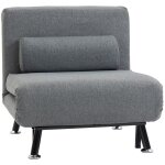 Fauteuil convertible homcom 3 en 1 chauffeuse lit 1 place avec coussin - dim. 75l x 70l x 75h cm gris ... Fauteuil convertible homcom 3 en 1 chauffeuse lit 1 place avec coussin - dim. 75l x 70l x 75h cm gris ...