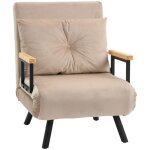 Fauteuil convertible homcom 3 en 1 chauffeuse lit 1 place dossier réglable accoudoirs en bois et coussin, ... Fauteuil convertible homcom 3 en 1 chauffeuse lit 1 place dossier réglable accoudoirs en bois et coussin, ...
