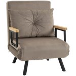 Fauteuil convertible homcom 4 en 1 chauffeuse lit 1 place dossier réglable accoudoirs en bois et coussin ... Fauteuil convertible homcom 4 en 1 chauffeuse lit 1 place dossier réglable accoudoirs en bois et coussin ...