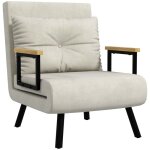 Fauteuil convertible homcom 4 en 1 chauffeuse lit 1 place dossier réglable accoudoirs en bois et coussin ... Fauteuil convertible homcom 4 en 1 chauffeuse lit 1 place dossier réglable accoudoirs en bois et coussin ...