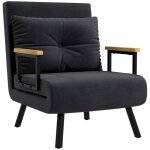 Fauteuil convertible homcom 4 en 1 chauffeuse lit 1 place dossier réglable accoudoirs en bois et coussin ... Fauteuil convertible homcom 4 en 1 chauffeuse lit 1 place dossier réglable accoudoirs en bois et coussin ...