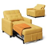 Fauteuil convertible jaune - bealife - canapé lit 1 place - chaise longue - coussin - réglable - rangement ... Fauteuil convertible jaune - bealife - canapé lit 1 place - chaise longue - coussin - réglable - rangement ...