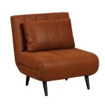 Fauteuil convertible lit 80 x 190 cm hanna - livin24 - cuir cologique - marron