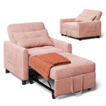 Fauteuil convertible rose poudré - bealife - canapé lit 1 place - chaise longue - coussin - réglable ... Fauteuil convertible rose poudré - bealife - canapé lit 1 place - chaise longue - coussin - réglable ...