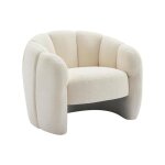 Fauteuil coquillage en tissu chenille beige delipo