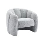 Fauteuil coquillage en tissu chenille gris delipo