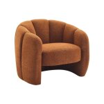 Fauteuil coquillage en tissu chenille terracotta delipo