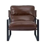 Fauteuil dappoint - duoku - hc - 1503 - cuir pu - marron - accoudoirs - rembourr�