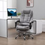 Fauteuil direction massant chauffant hauteur réglable dossier inclinable en microfibre gris Fauteuil direction massant chauffant hauteur réglable dossier inclinable en microfibre gris